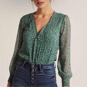 Abercrombie & Fitch Green Floral Bodysuit